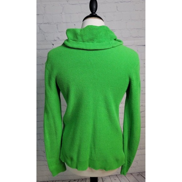 Lauren Ralph Lauren Waffle Knit Cowl Neck Green Sweater size Sm 100% Cotton - Picture 5 of 7